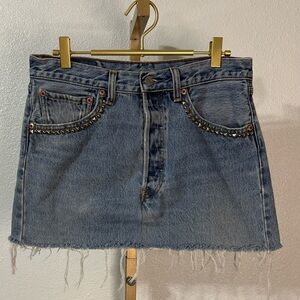 JET John Eshaya Upcycled Levi’s Studded Denim Mini Skirt Size M